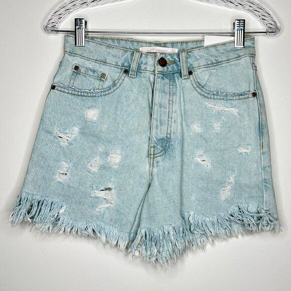 Zara Pants - Zara denim‎ jean ripped distressed mom shorts 100% cotton NEW NWT